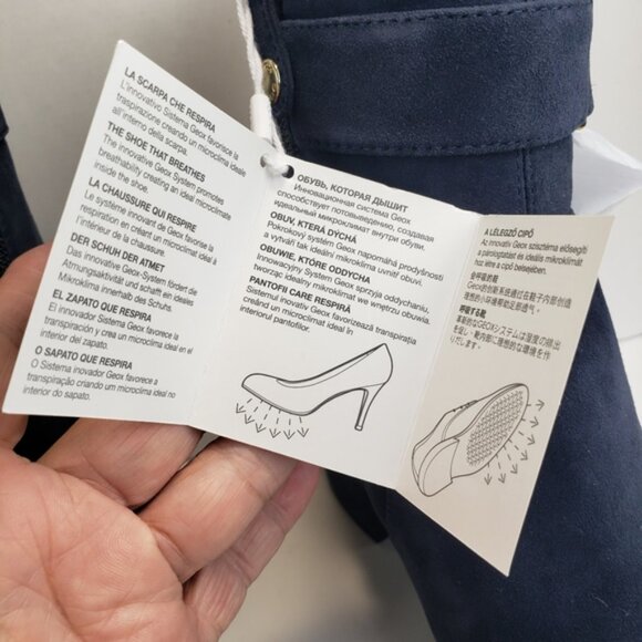 Geox Bootie Horsebit Navy Blue Eleana Suede Ankle Boot Goldtone NEW sz 8 - Picture 12 of 13